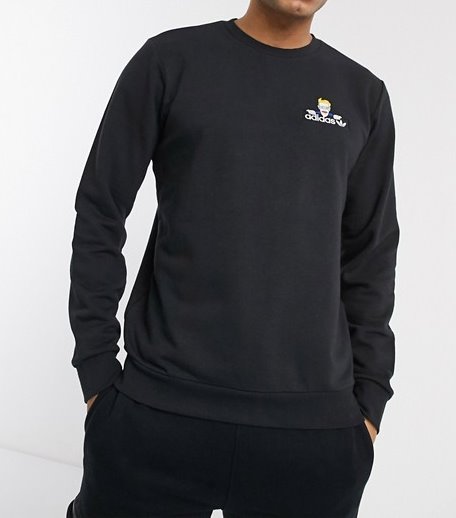 adidas Originals bodega sweatshirt with embroidered emblem in black　 アディダスオリジナル刺繍エンブレムスウェットプルオーバ トレーナー ユニセックス男女兼用