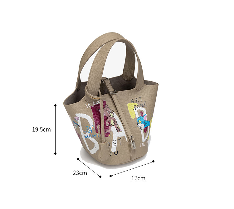 Woman’s graffiti Tom & Jerry handbagbasket tote bag portable bucket bag　 トム＆ジェリーグラフィックプリントバケットバッグトート ハンドバック