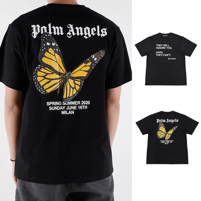 PA Angel Butterfly Letter Print t-shirt oversize men and women 　　 エンジェルバタフライレタープリントオーバーサイズ半袖Tシャツ ユニセックス 男女兼用