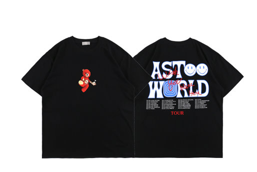 Travis Scott Astroworld Tour bear print short-sleeved T-shirt ユニ ...