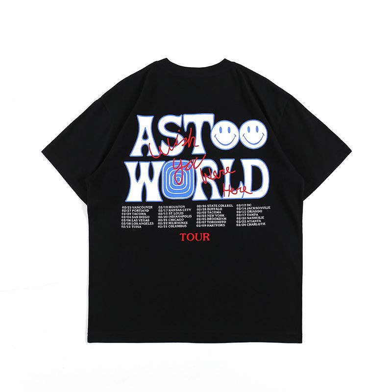 Travis Scott Astroworld Tour bear print short-sleeved T-shirt ユニセックス  男女兼用トラビススコットアストロワールドツアーベアプリント半袖Tシャツ