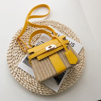 Woman Handmade rattan straw handbag woven bag シンプルトート セカンド籠 かごバック 手提げ
