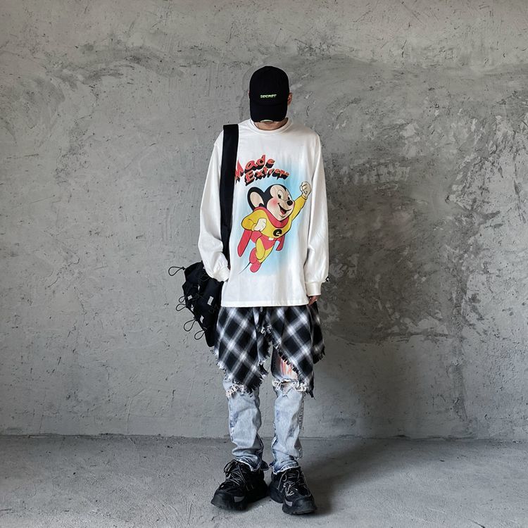 Men's Unisex MADE EXTREME Superman mickey Anime Print loose 