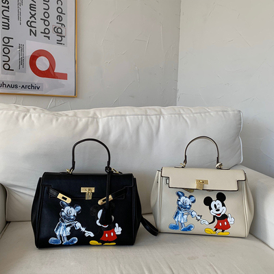 Real Leather Mickey Mouse Tote Bag 本革 キャンバス スケルトン ミッキーマウス ミッキー トートバッグ
