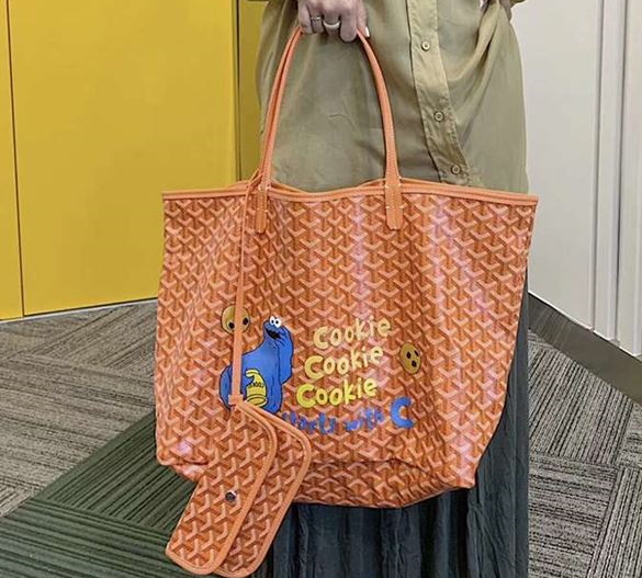 Sesame Street Graffiti Painting Elements Cartoon Shopping Shoulder Portable Tote Bag セサミストリートディズニー ペイントトートショルダーショッピングバッグ