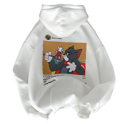 New Men S Men And Women Tom And Jerry Back Print Hoodie Sweater ユニセックス男女兼用 トム ジェリートムとジェリー インスタグラム プリントスウェットパーカートレーナー
