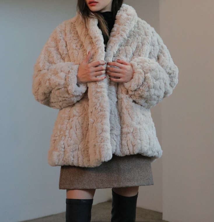 Mid-length fur coat jacket ハーフ丈もこもこファーコート ジャケット