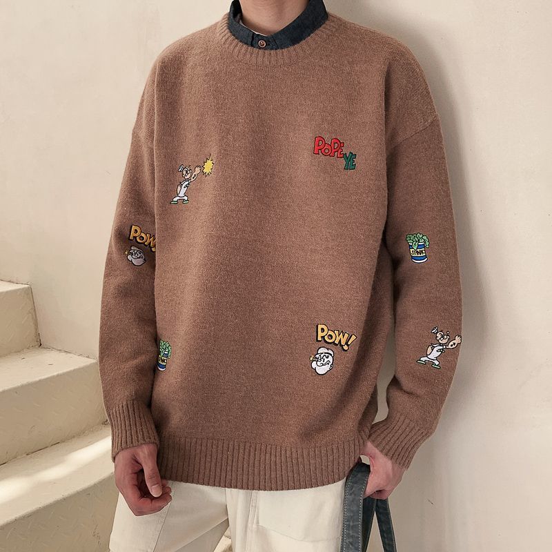 Unisex Popeye embroidery oversized sweater pullover\ 男女兼用 