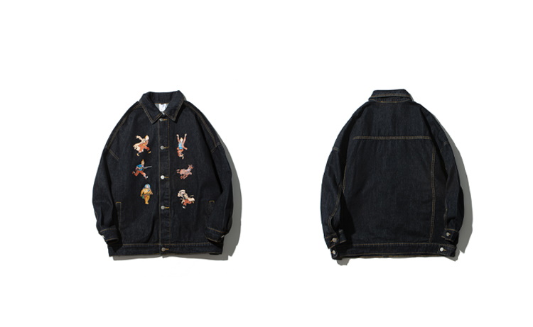 Men's Unisex TINTIN embroidered denim G jumper blouson Men's Unisex TINTIN embroidered denim G jumper blouson