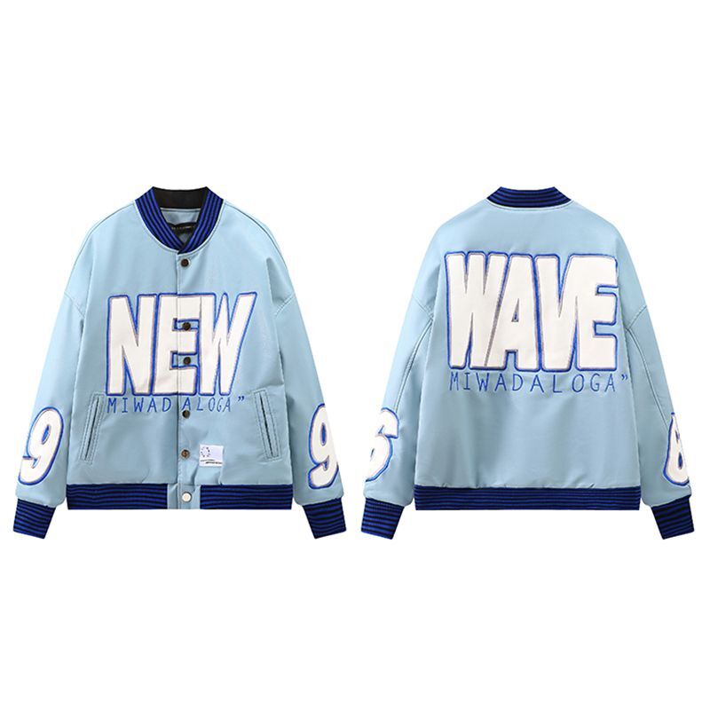 Hip hop retro embroidery loose Blouson stadium jumper jacket men 