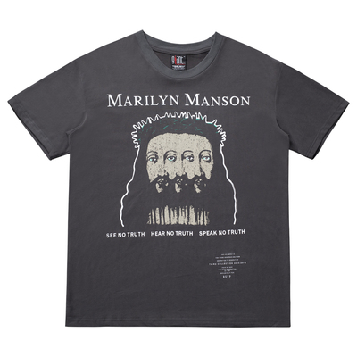 men's Marilyn Manson loose cec head tshirts ユニセックス男女兼用マリリンマンソン ヴィンテージTシャツ