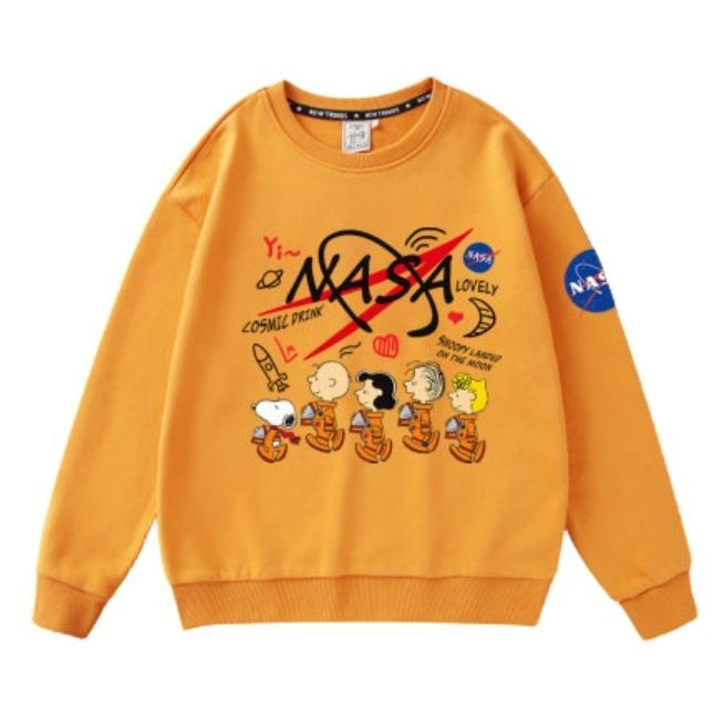 Mens Nasa X Charlie Brown Snoopy Braided Pullover Sweatshirts ナサ チャーリーブラウン スヌーピー スウェットトレーナー パーカー 男女兼用