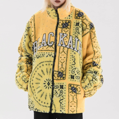 Paisley fleece oversized blouson jacket men and women ユニセックス