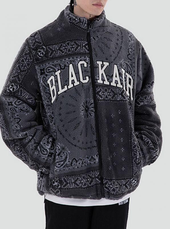 Paisley fleece oversized blouson jacket men and women ユニセックス