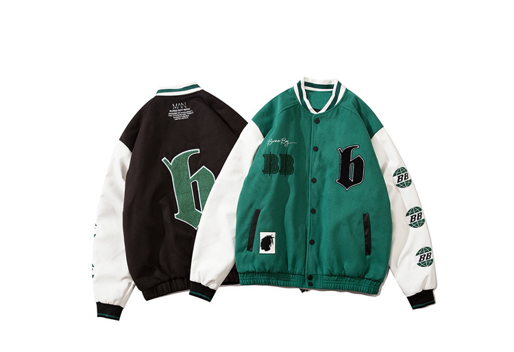 hit color hip-hop street style baseball uniform jacket men and women  Stadium jumper ユニセックス 男女兼用BB刺繍スタジアムジャンパー ジャケット ブルゾン スタジャン ヒップホップ