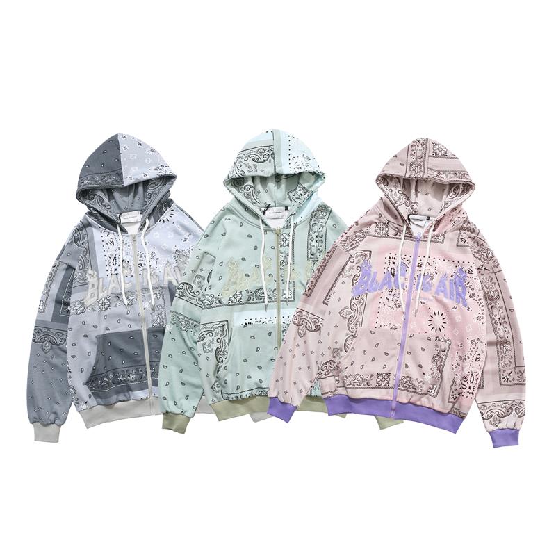 Paisley zip-up hoodie Hooded sweater Parker Trainer ペイズリー柄 