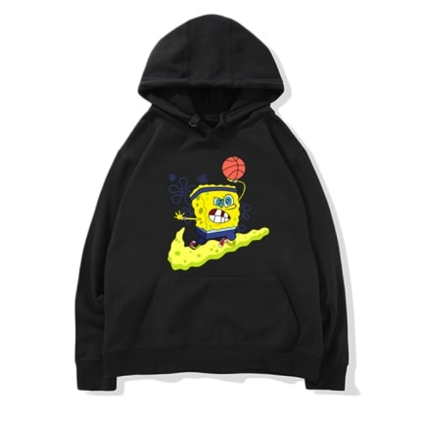 Men S Spongebob Hooded Sweater Loose Hood Parker Trainer スポンジボブ ロゴフーディパーカー スエット 男女兼用