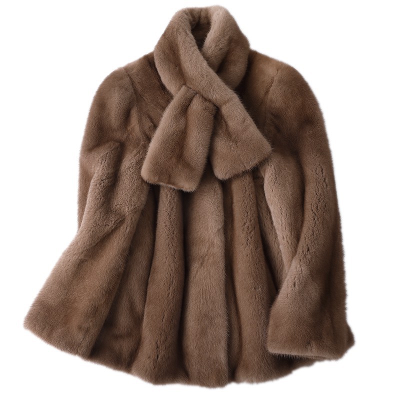 Women's fake mink fur coat velvet with 