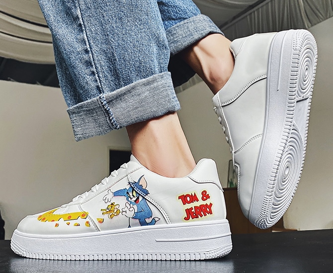 Unisex Tom and Jerry lace-up leather sneakers ユニセックス男女兼用 