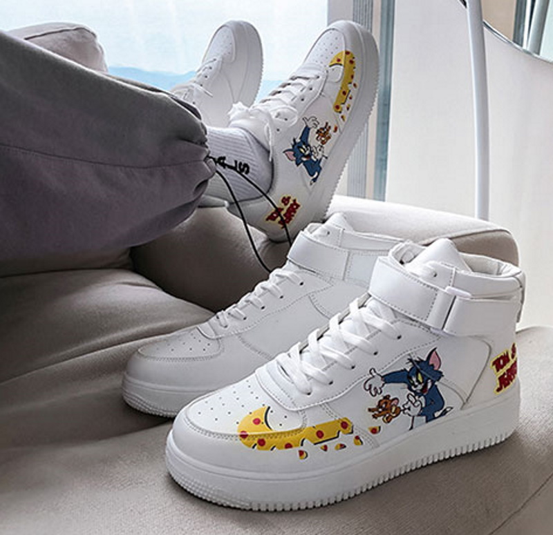 Unisex Tom and Jerry lace-up leather sneakers ユニセックス男女兼用 
