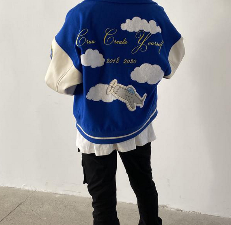  White Clouds Blue Sky Men's Baseball Bomber Jacket