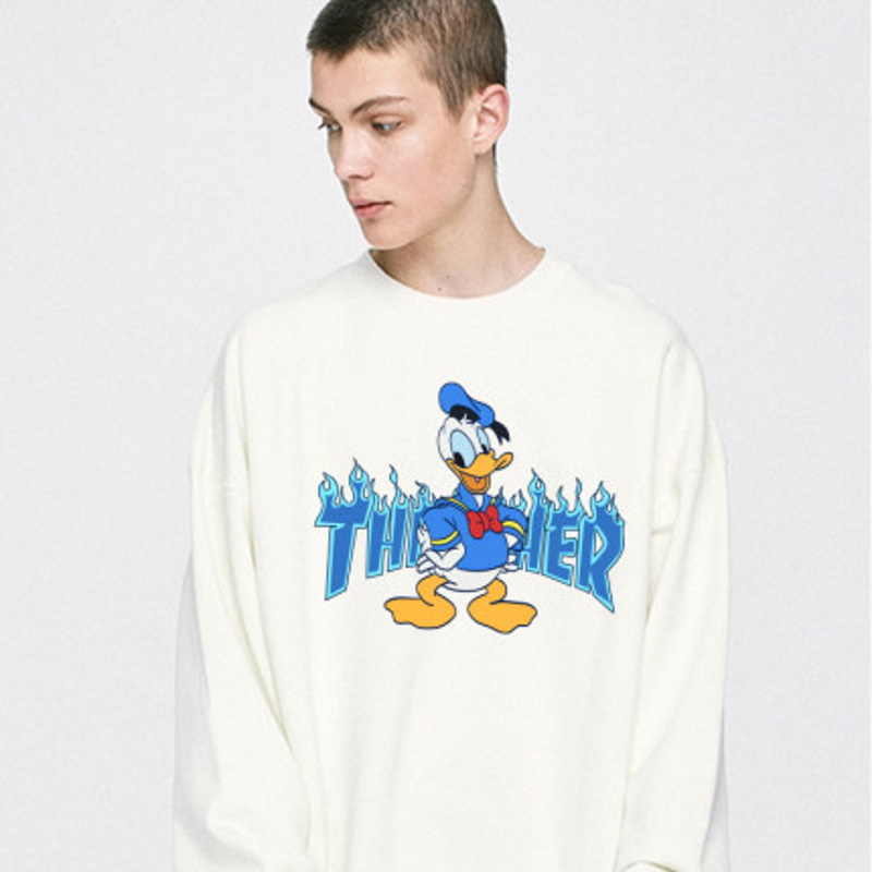 Unisex Mickey Mouse Flower Sweat Pullover 男女兼用ミッキーマウス ドナルドダック フラワー3デザインスウェットプルオーバープリントスウェットトレーナー