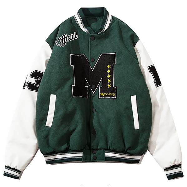 STITCHING M VARSITY BASEBALL JACKET baseball uniform jacket ...