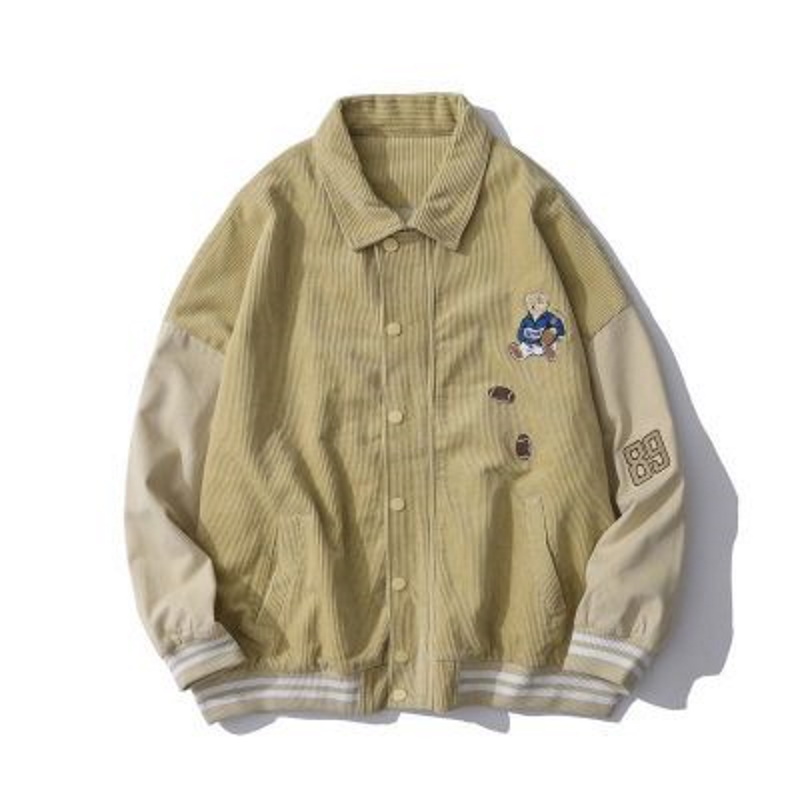 men and women corduroy loose Rugby bear embroidery baseball