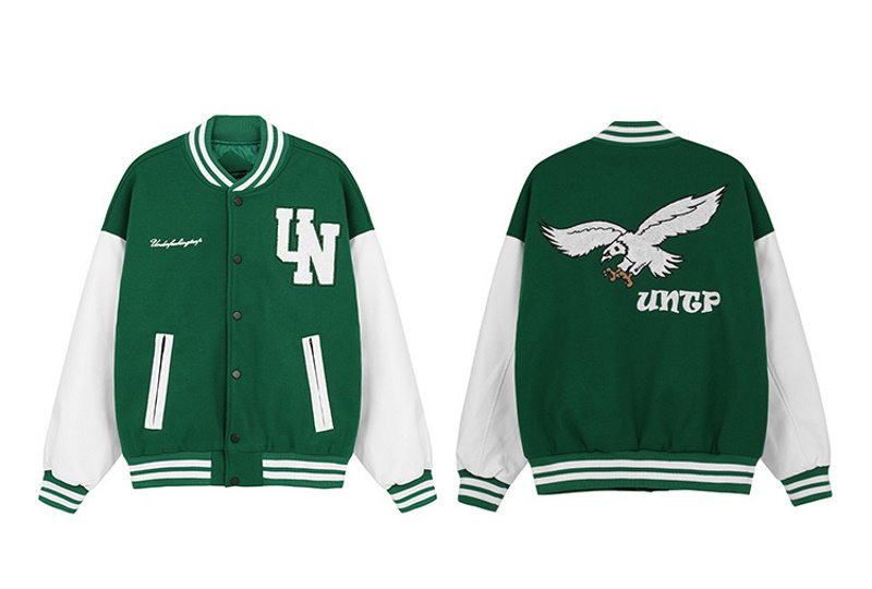 women &men hawk embroidery baseball uniform jacket blouson ユニ ...