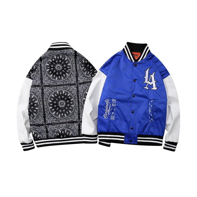 Unisex LA Letter & Paisley Reversible Stadium Jumper uniform jacket blouson  　ユニセックスLAレター＆ペイズリーリバーシブルスタジアムジャンバー MA-1 ボンバー ジャケット ブルゾン