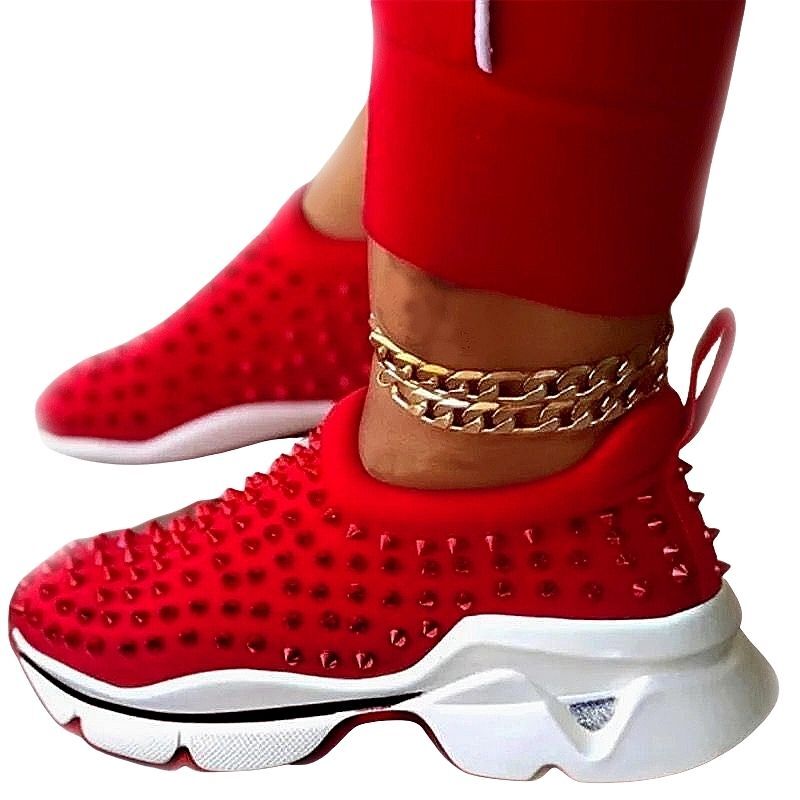 Unisex Spike Studded Sneakers Casual Shoes ユニセックス 男女兼用 メンズイギリス調スタッズ付き スキューバスニーカーソックス スニーカー カジュアル シューズ