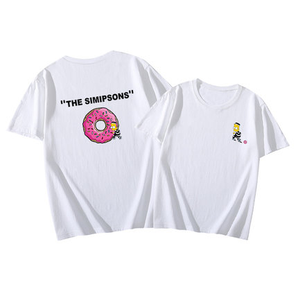 Unisex Simpson x Donut Print Short Sleeve T-shirt 男女兼用 ユニ 