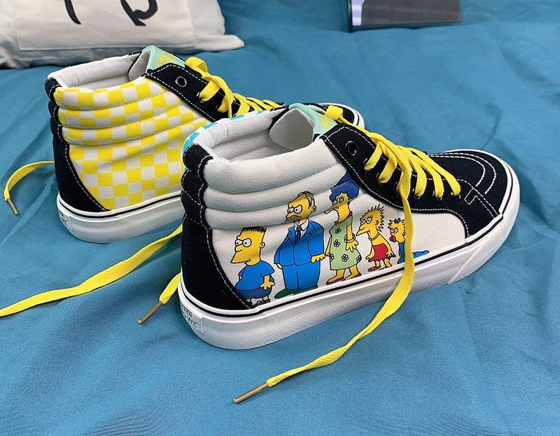Unisex The Simpsons graffiti lace-up High cut sneakers ユニ 