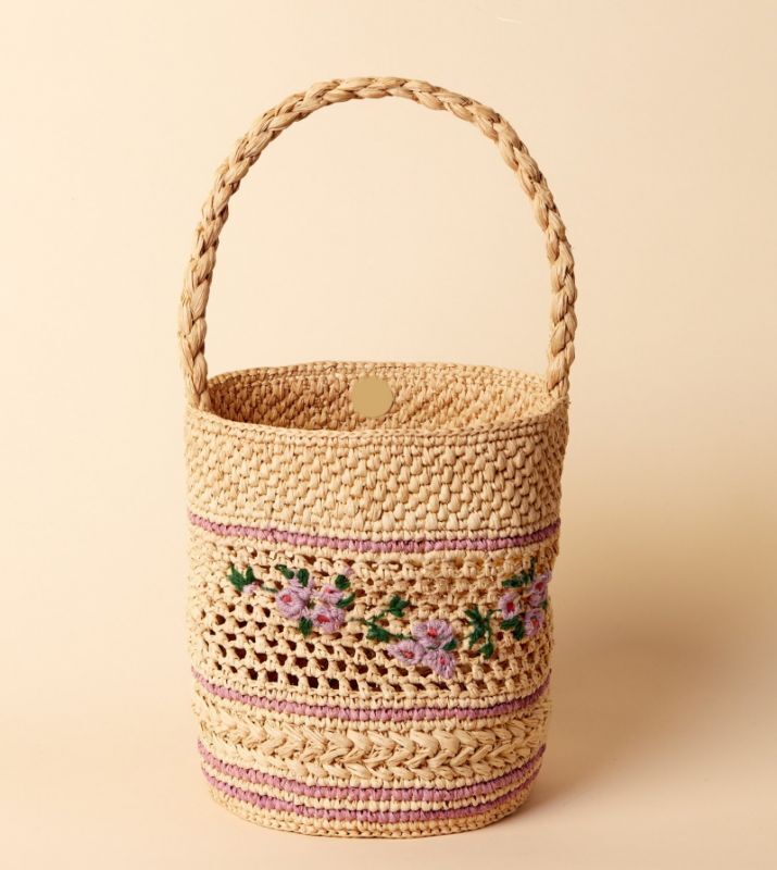 raffia hand-woven bucket basket bag one-shoulder tote bag ラフィア編みバケットかご  籠ショルダー トートバックトート ショルダーバッグ