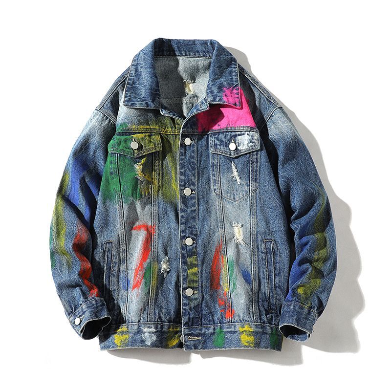 Unisex Paint graffiti denim jacket G Jean blouson 　ユニセックス男女兼用 グラフィックペイント  Gジャン ジャケット ブルゾン MA-1 ボンバー