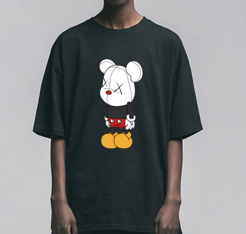 Unisex Unisex Mickey X Kaws T Shirt Short Sleeved T Shirt ユニセックス 男女兼用ミッキー カウズ プリント 半袖 Tシャツ