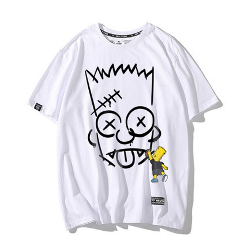 Unisex scribbling Simpson printingT-shirt　ユニセックス 男女兼用落書きシンプソン半袖 Tシャツ