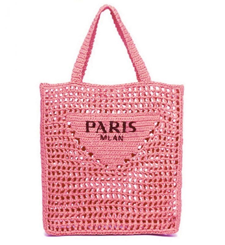 PARIS MLAN logo Hand-knitted net tote shoulder bag PARIS MLANロゴ