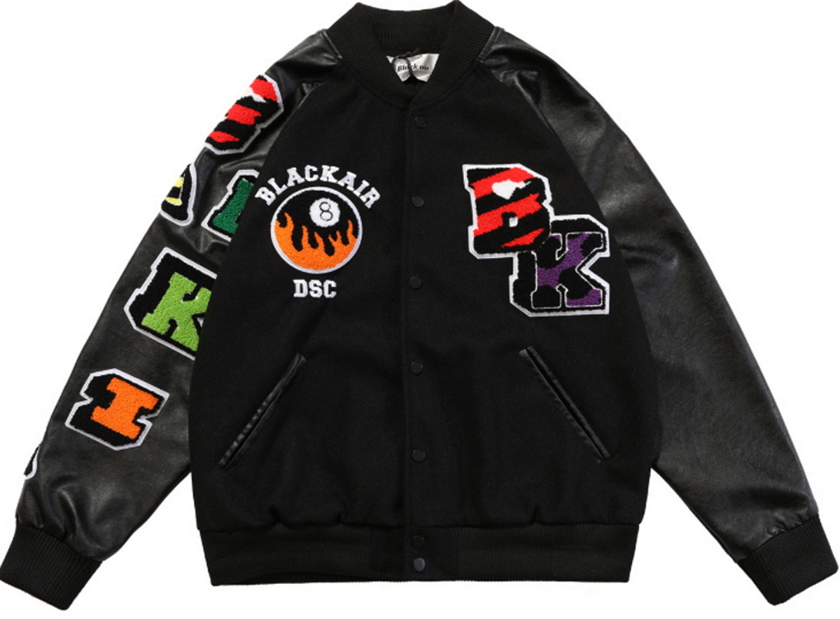 BK embroidered PU leather sleeve Stajan baseball uniform jacket