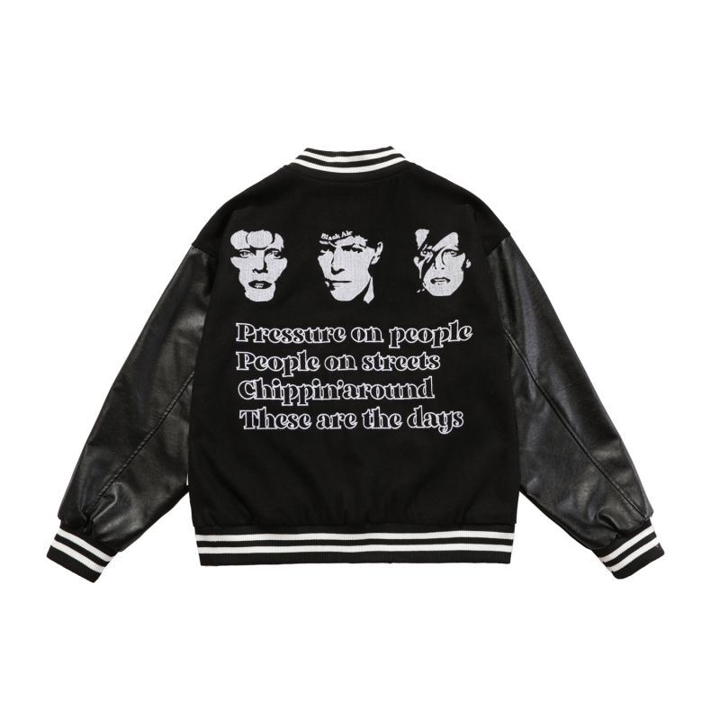 black air Baseball Jacket blouson ユニセッ クス男女兼用Sleeve