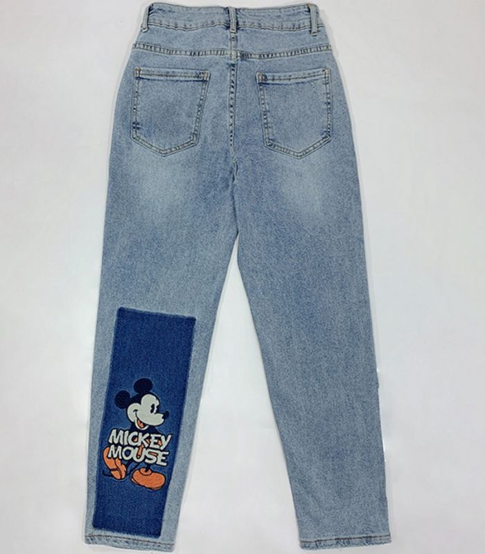 Women's Mickey Mouse back print denim pants jeans ミッキーマウスバックプリント刺繍デニムパンツ  ジーンズ