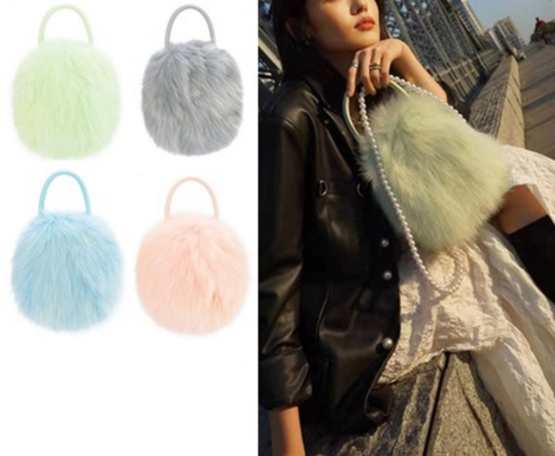 2023 New Luxury Tote shoulder bag with real fax fur pearl strap