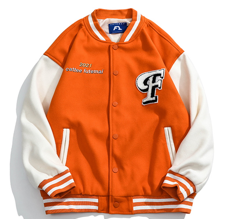 Bear bear embroidery BASEBALL JACKET baseball uniform jacket