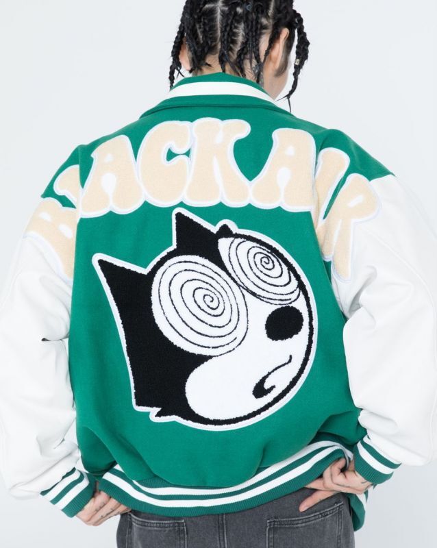 Felix. The. Cat emblem BASEBALL JACKET baseball uniform jacket blouson  ユニセックス 男女兼用フィリックス．ザ．キャットエンブレムヒップホップ スタジアムジャンパー スタジャン MA-1 ボンバー ジャケット ブルゾン