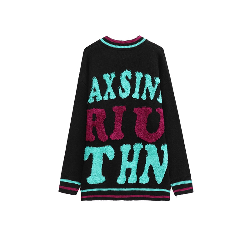 Letter Towel embroidery V-neck uniform cardigan jacket ユニ 