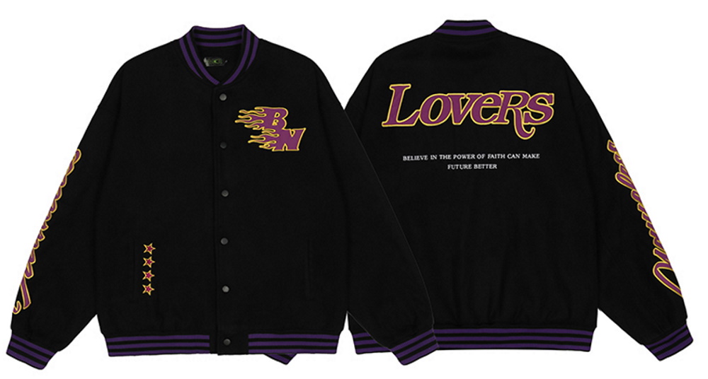 lovers logo print BASEBALL JACKET baseball uniform jacket blouson