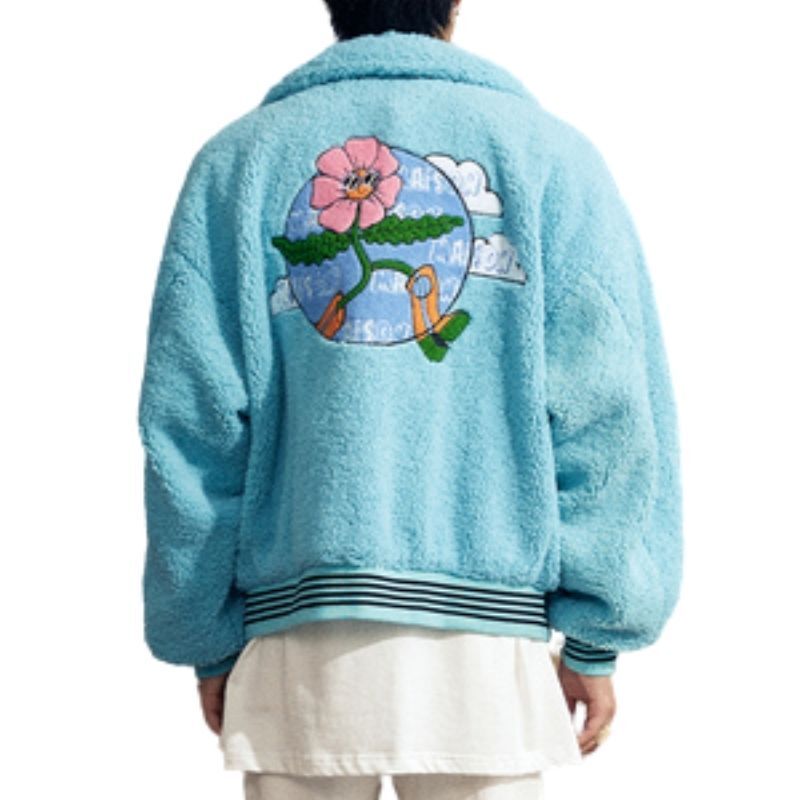 MAISON EMERALD Flower Boa Coat JACKET baseball uniform jacket blouson