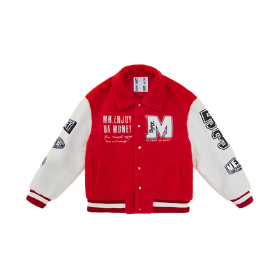 21AW M.E.D.M MEDM Boa Varsity Jacket BASEBALL JACKET Stadium uniform jacket  blouson ユニセックス 男女兼用 Mロゴ ボア フリース テディ スタジアムジャンパー スタジャン MA-1 ボンバー ジャケット ブルゾン