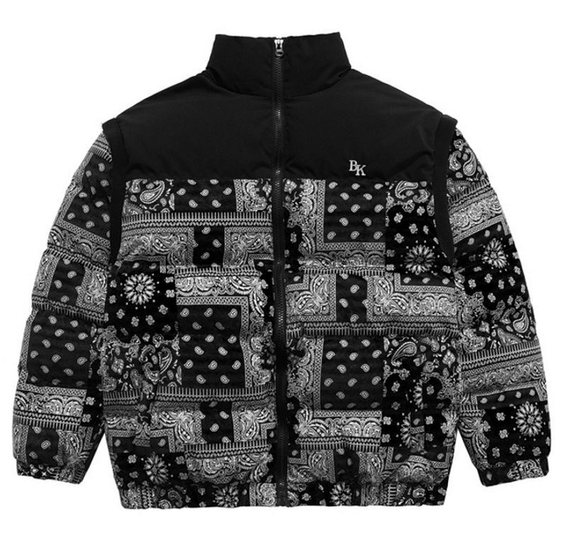 Paisley bicolor down jacket coat blouson ユニセックス  男女兼用ペイズリーバンダナ柄バイカラーダウンジャケットダウンジャケット ブルゾン