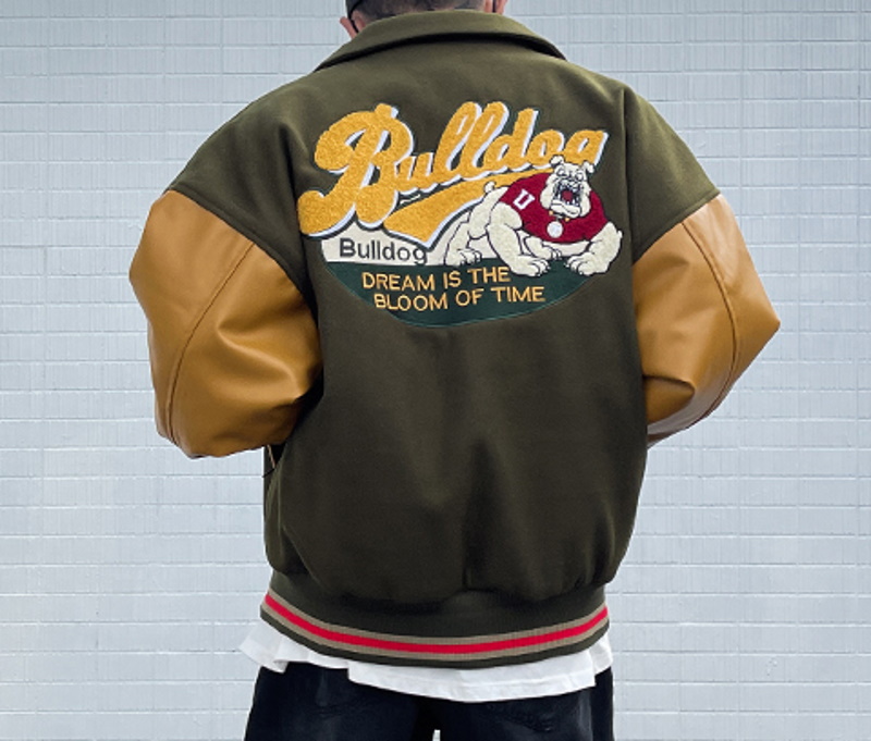 Bulldog emblem BASEBALL JACKET baseball uniform jacket blouson 